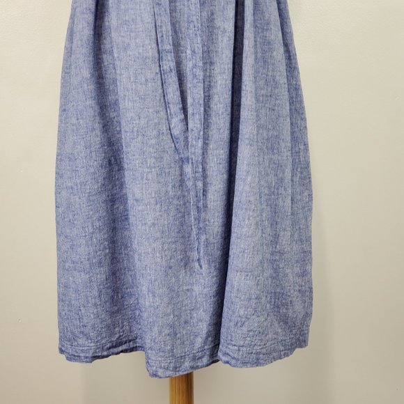 Isabel Linen Blend Sleeveless Belted Summer Maternity Dress Embroidery Size L - Picture 5 of 14